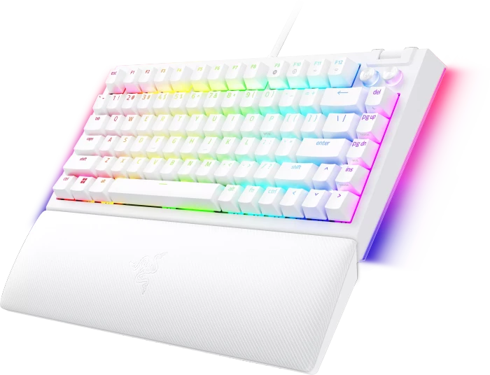 Razer BlackWidow V4 75%, White, hot-swap, Razer ORANGE Tactile Gen-3, USB, US