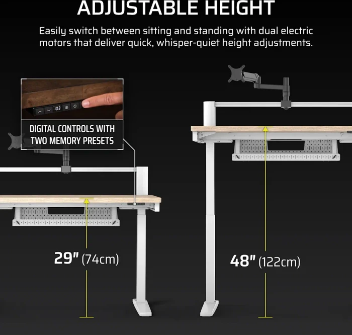 Corsair Platform:4 Elevate elektrisch höhenverstellbarer Sitz-Steh-Schreibtisch 120x76cm Kiefer/weiß