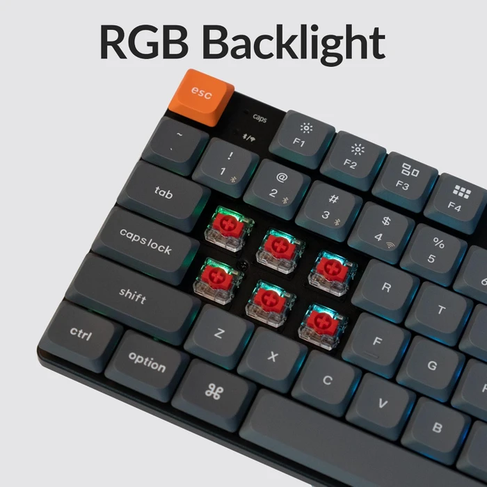 Keychron K5 Max, grau, LEDs RGB, hot-swap, Gateron LOW PROFILE 2.0 RED, USB/Bluetooth, DE