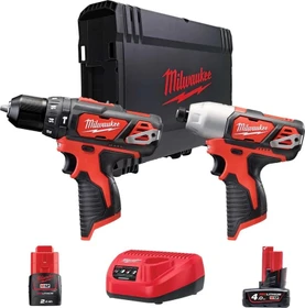 Milwaukee M12 BPP2B-421C Fuel Akku-Maschinenset inkl. Koffer + 2 Akkus 2.0/4.0Ah