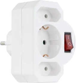 REV Ritter Adapterstecker mit Schalter, 3-fach, 2x Euro, 1x Schuko, weiß