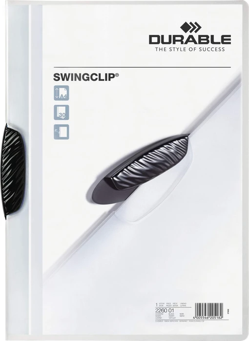 Durable Swingclip Klemmmappe, A4, schwarz/transparent