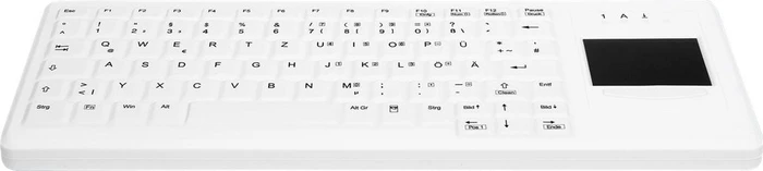 Contour Design Active Key Kabellose desinfizierbare Hygiene-Tastatur mit Touchpad, vollversiegelt, weiß, USB, UK