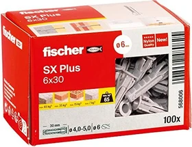 fischer SX Plus 6x30 Spreizdübel, 6x30mm, 100 Stück
