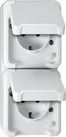 Merten Aquastar SCHUKO-Doppel-Steckdose senkrecht, polarweiß