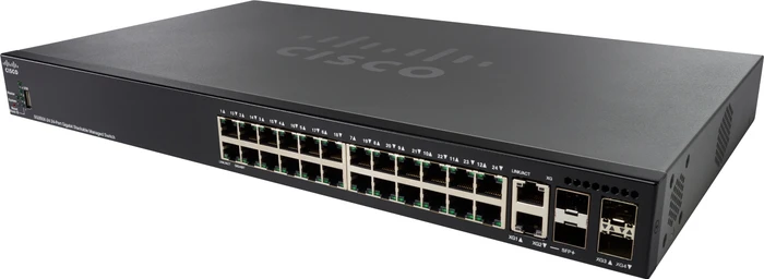 Cisco SG350X Rackmount Gigabit Managed Switch, 24x RJ-45, 2x SFP+, 2x RJ-45/SFP+, 382W UPoE