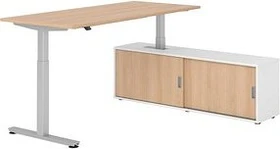 Hammerbacher Ergonomic Aktiv XMST19/E/S elektrisch höhenverstellbarer Sitz-Steh-Schreibtisch 180x80cm Eiche/silber