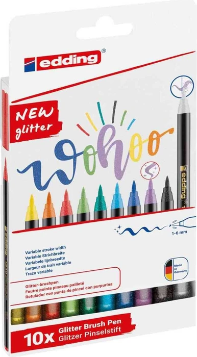 edding 1340 Pinselstift glitter 10 Farben, 10er-Set