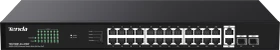 Tenda TEG1100 Rackmount Gigabit Switch, 26x RJ-45, 2x SFP, 370W PoE+ (TEG1128P-24-410W)