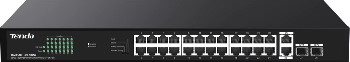 Tenda TEG1100 Rackmount Gigabit Switch, 26x RJ-45, 2x SFP, 370W PoE+