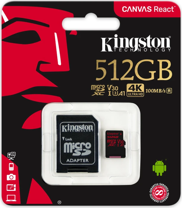 Kingston Canvas React R100/W80 512GB Kit, UHS-I U3, A1, Class 10