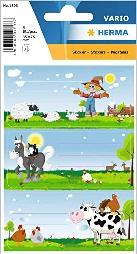 Herma Buchetiketten Kleine Farm, 76x35mm, mehrfarbig, 3 Blatt (9 Etiketten)