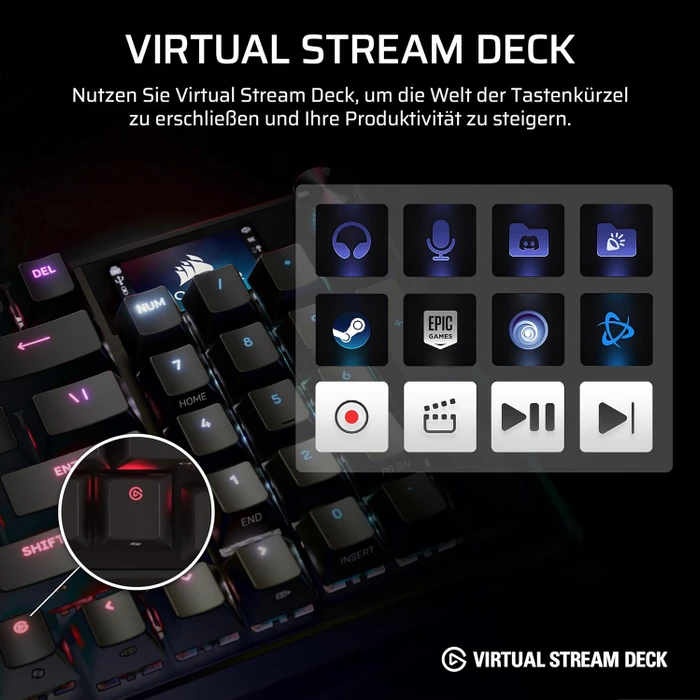 Corsair Vanguard 96 Wireless, schwarz, LEDs RGB, MLX Plasma, USB/Bluetooth, DE