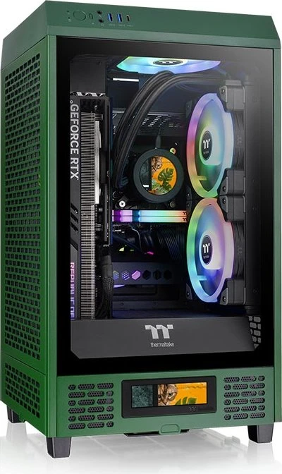 Thermaltake The Tower 200 Racing Green, grün, Glasfenster, Mini-ITX
