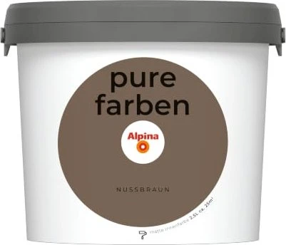 Alpina Farben Pure Farben Wandfarbe innen nussbraun, 2.5l