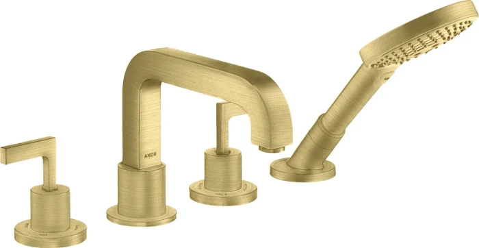 Hansgrohe Axor Citterio 4-Loch Wannenkombination mit Hebelgriff und Rosette brushed brass