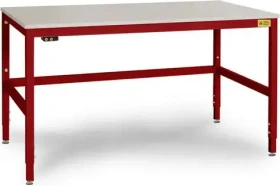 Manuflex Cantolab ESD-Arbeitstisch 160x80cm lichtgrau/rubinrot