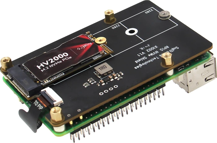 Geekworm X1002 PCIe auf M.2 Key-M NVMe Adapter-Board, M.2 M-Key 2230/2242/2260/2280 NVMe Slot für Raspberry Pi 5