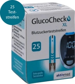 Aktivmed GlucoCheck XL Blutzucker-Teststreifen, 25 Stück