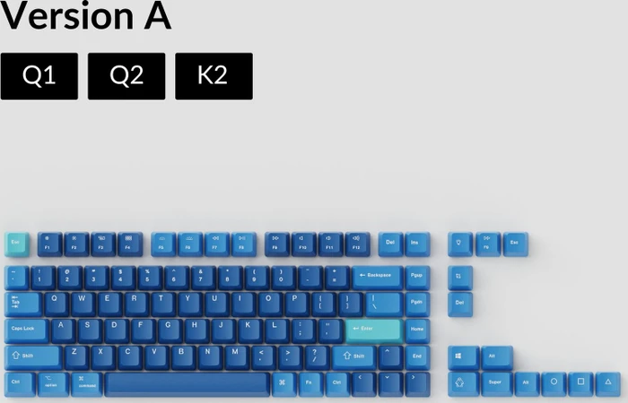 Keychron Q1/Q2/K2 OEM Dye-Sub Keycap-Set Ocean, Kunststoff (PBT), Ocean, blau, 97 Tasten (83+14), ANSI-US