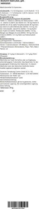 Deuka deukanin, basis plus, Kaninchen, 25kg