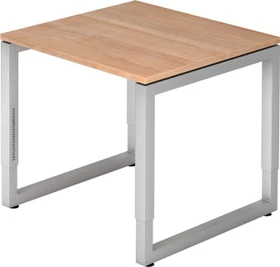 Hammerbacher Ergonomic Plus R-Serie RS08/N/S Schreibtisch 80x80cm Nussbaum/silber