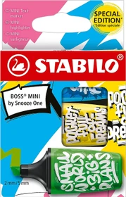 STABILO Boss Mini Snooze One blau/gelb/grün, 3er-Set