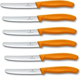 Victorinox Swiss Classic Tomaten- und Tafelmesser mit Wellenschliff orange, 6 Stück