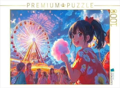 Calvendo Kawaii Anime Sommerfest - Riesenrad und Feuerwerk in Shoujo-Stil mit Yukata