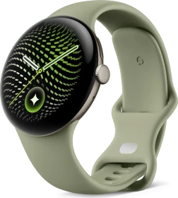 Google Pixel Watch 5 (Wi-Fi) 45mm satin pyrite mit Sportarmband olive