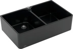 Villeroy & Boch Spülstein 80 X Doppelspüle mit Ablauffernbedienung pure black