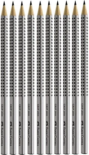Faber-Castell Grip 2001 Bleistift HB graphit, silber, 10er-Pack