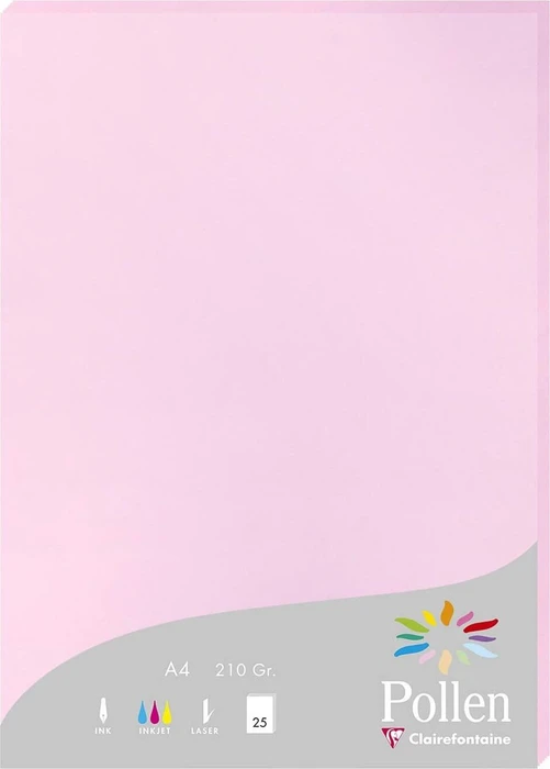 Clairefontaine Pollen Universalpapier bonbonrosa, A4, 210g/m², 25 Blatt