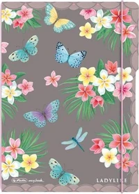 Herlitz flex Notizbuch, A4, Lineatur 27, Kunststoff-Cover, Ladylike Butterflies, 80 Blatt