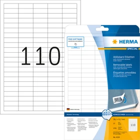 Herma Etiketten, 38.1x12.7mm, ablösbar, weiß, matt, 25 Blatt (2750 Etiketten)