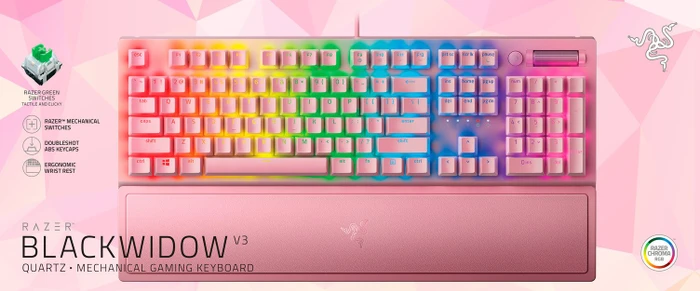 Razer BlackWidow V3 Quartz Pink, Razer GREEN, USB, US
