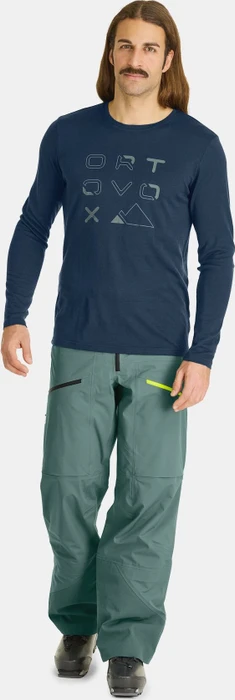 Ortovox 185 Merino Brand Outline Funktionsshirt langarm deep ocean (Herren)