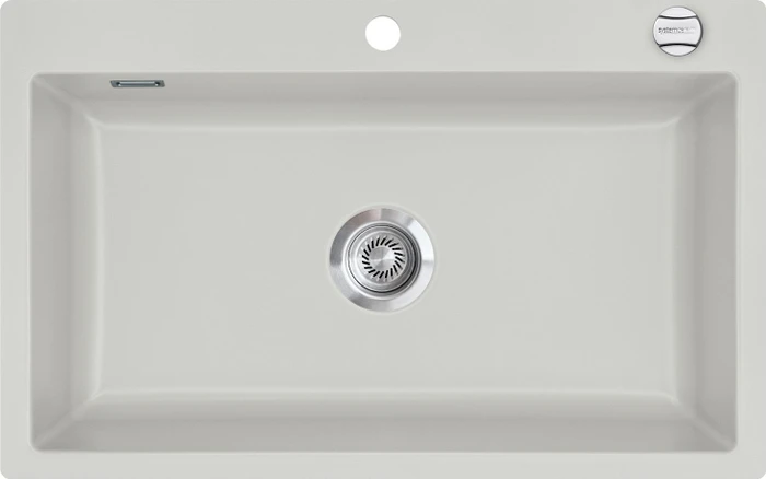 systemceram Mera 80 F Einbau Becken mittig mit Ablauffernbedienung alu