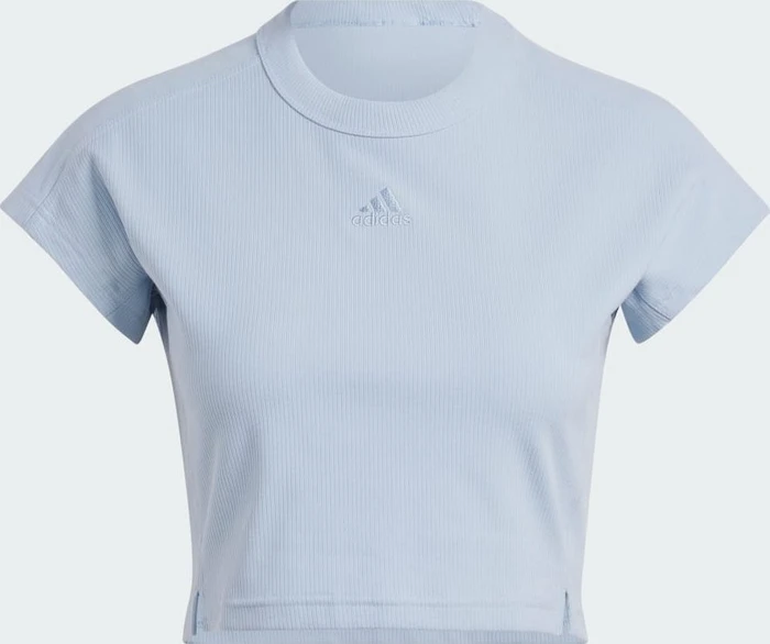 adidas Lounge Ribbed Crop T-Shirt kurzarm wonder blue (Damen)