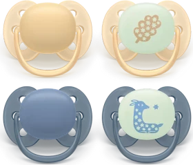 Philips Avent SCF094/10 ultra soft day&night Beruhigungsschnuller, 6-18M, Silikon, 4 Stück