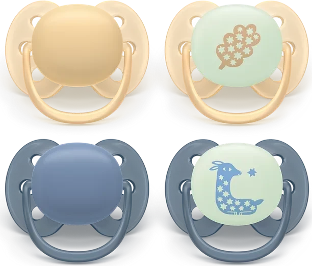 Philips Avent SCF094/10 ultra soft day&night Beruhigungsschnuller, 6-18M, Silikon, 4 Stück