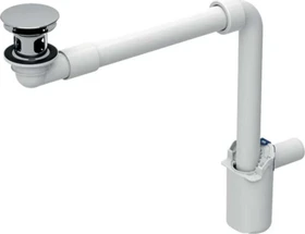 Geberit Waschbeckenablauf Raumsparmodell, schmale Ausführung, mit freiem Auslauf und Ventilabdeckung, 40mm