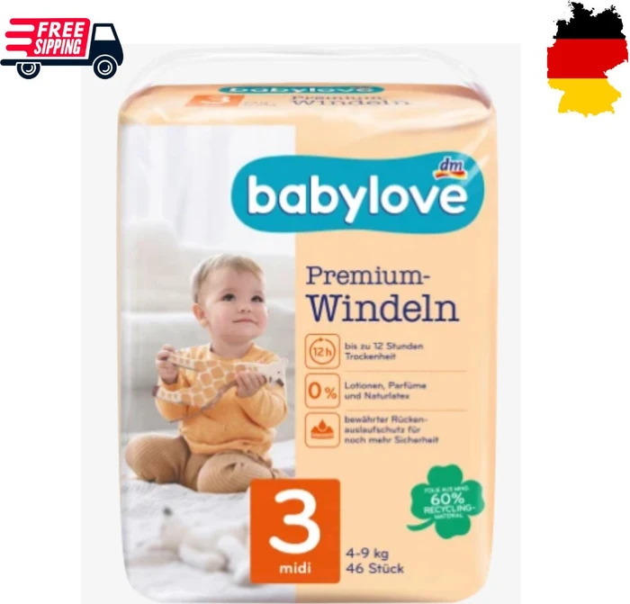 Babylove Premium Gr.3 midi Einwegwindel, 4-9kg, 46 Stück