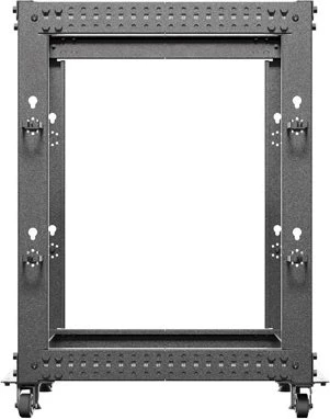 Lanberg Open Rack Series 19" Open Frame Rack 15HE, 4-Pfosten, mit Rollen, Flat Pack, tiefenverstellbar, 576-1033mm, RAL 9004, 657mm tief