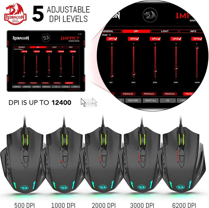 Redragon M908 Impact RGB MMO schwarz, USB