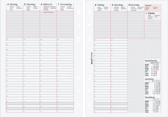 bind Kalender Ersatzeinlage 1 Woche/2 Seiten 2025, A5