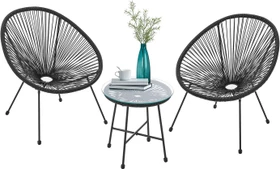 Juskys Ostana Gartenmöbel-Set schwarz, 3-tlg.