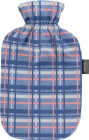 Fashy Wärmflasche mit Flauschbezug Karo blau