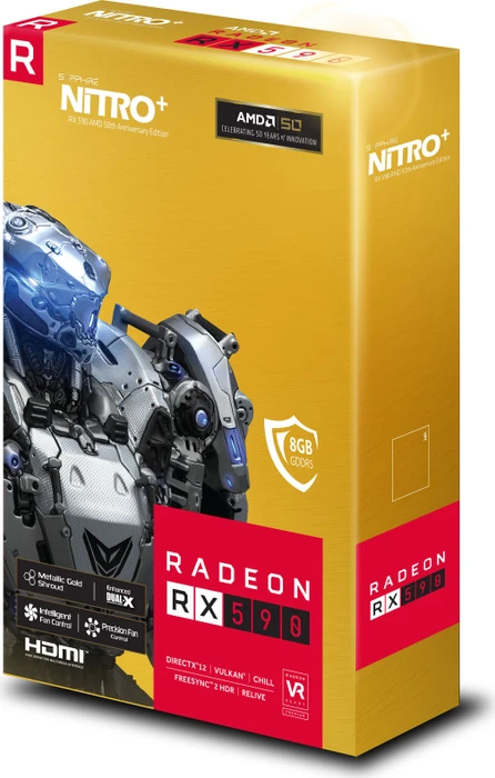 Sapphire Nitro+ Radeon RX 590 8G G5 SE - AMD 50 Gold Edition, 8GB GDDR5, DVI, 2x HDMI, 2x DP, lite retail