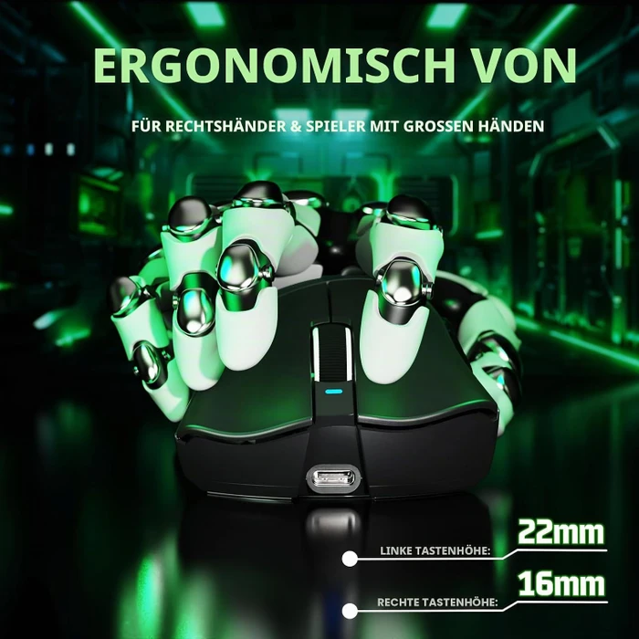 Attack Shark V3 Tri-mode Wireless Gaming Mouse, schwarz, USB/Bluetooth